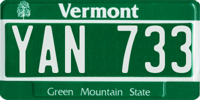 VT license plate YAN733