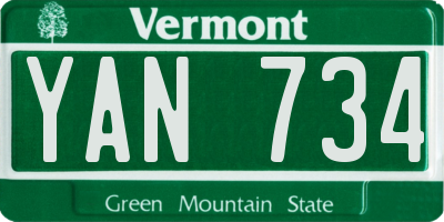 VT license plate YAN734