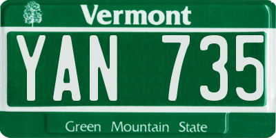VT license plate YAN735