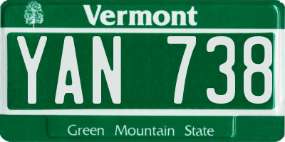 VT license plate YAN738