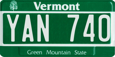 VT license plate YAN740