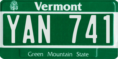 VT license plate YAN741
