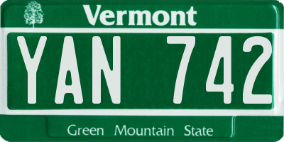 VT license plate YAN742