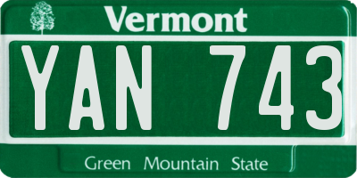 VT license plate YAN743