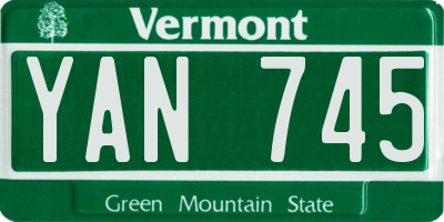 VT license plate YAN745