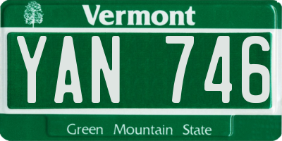 VT license plate YAN746