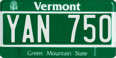 VT license plate YAN750