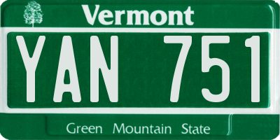 VT license plate YAN751