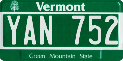 VT license plate YAN752
