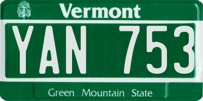 VT license plate YAN753