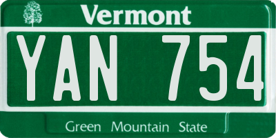 VT license plate YAN754