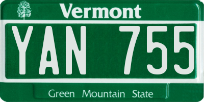 VT license plate YAN755
