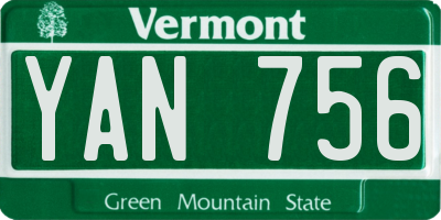 VT license plate YAN756