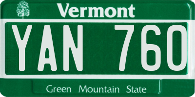 VT license plate YAN760