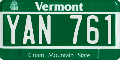 VT license plate YAN761