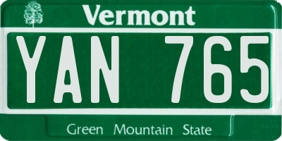 VT license plate YAN765