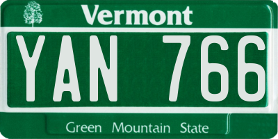 VT license plate YAN766