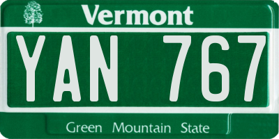 VT license plate YAN767