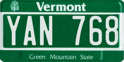 VT license plate YAN768