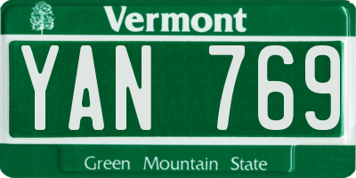 VT license plate YAN769