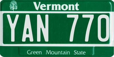 VT license plate YAN770