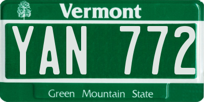VT license plate YAN772