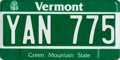 VT license plate YAN775