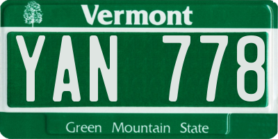 VT license plate YAN778