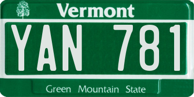 VT license plate YAN781