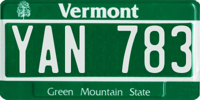 VT license plate YAN783