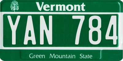 VT license plate YAN784
