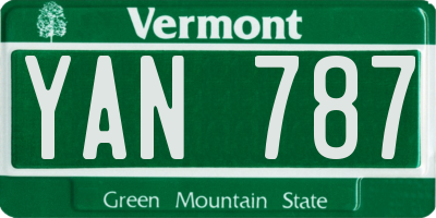VT license plate YAN787