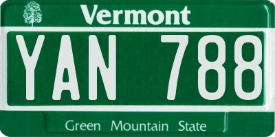 VT license plate YAN788