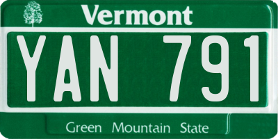 VT license plate YAN791