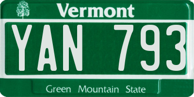 VT license plate YAN793