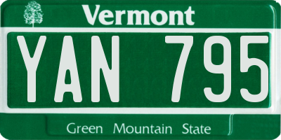 VT license plate YAN795