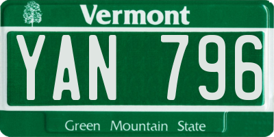 VT license plate YAN796