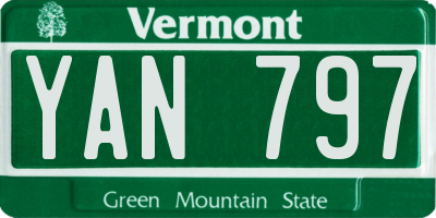 VT license plate YAN797