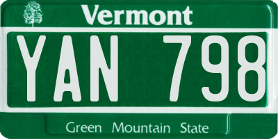 VT license plate YAN798