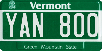 VT license plate YAN800