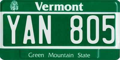 VT license plate YAN805