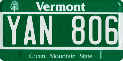VT license plate YAN806