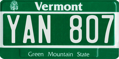 VT license plate YAN807