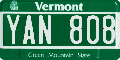 VT license plate YAN808
