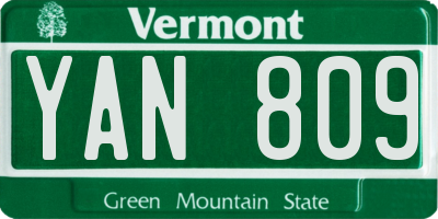 VT license plate YAN809