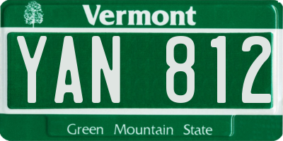 VT license plate YAN812