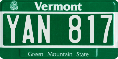VT license plate YAN817