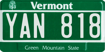 VT license plate YAN818