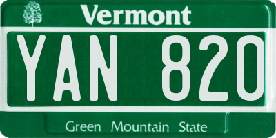 VT license plate YAN820