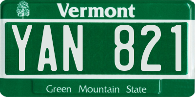 VT license plate YAN821